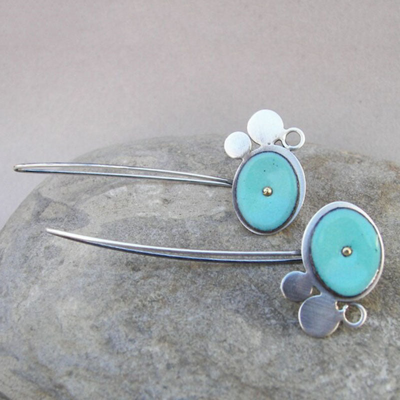 Wholesale Creative Asymmetrical Graffiti Antique Red Copper Artisan-made Diamond Earrings